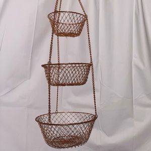 3 tier gold hanging baskets